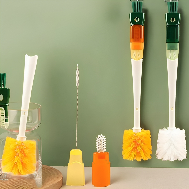 ScrubPro | 6-in-1 flessenborstelset met lange steel - spleet-, riet- en dekselreiniger