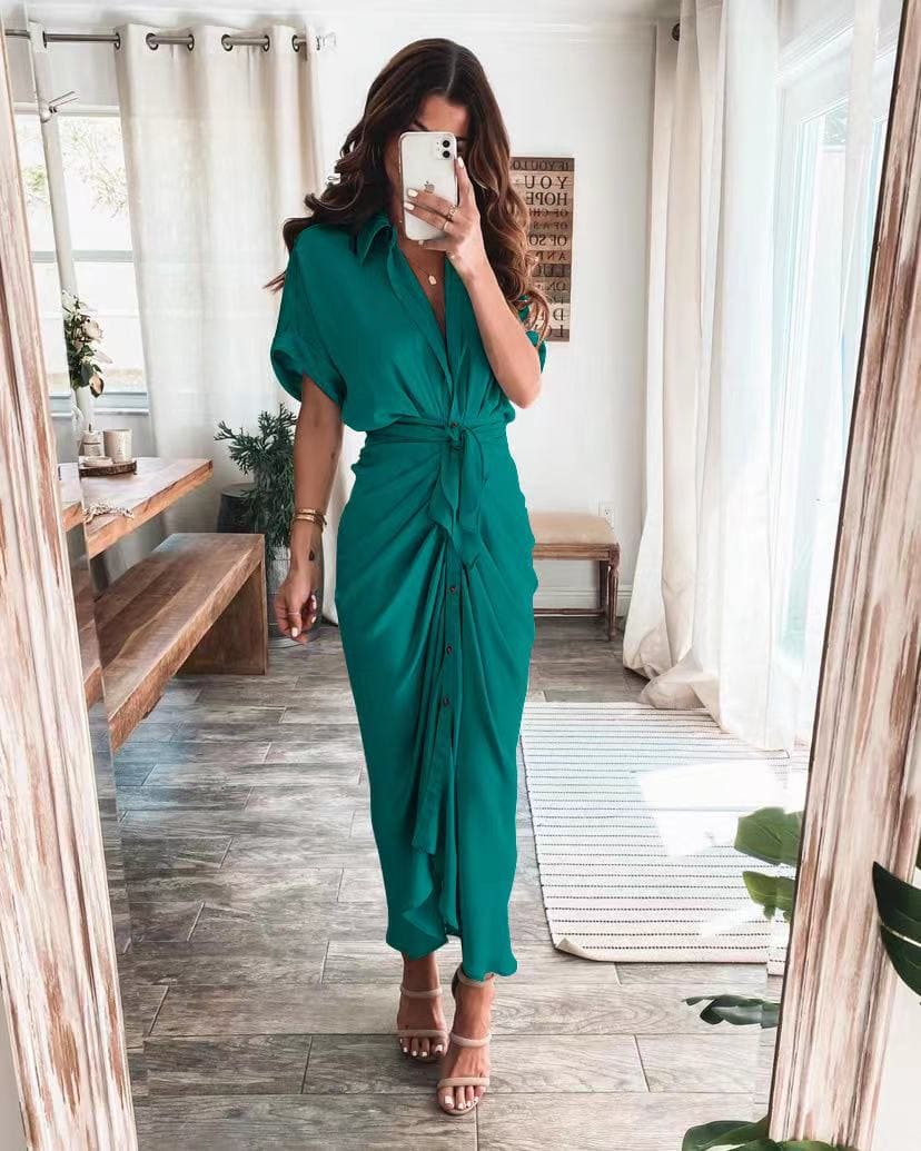 Haliara |Dames Luxe Maxi Wikkeljurk – Elegante Zwierige Wikkeljurk