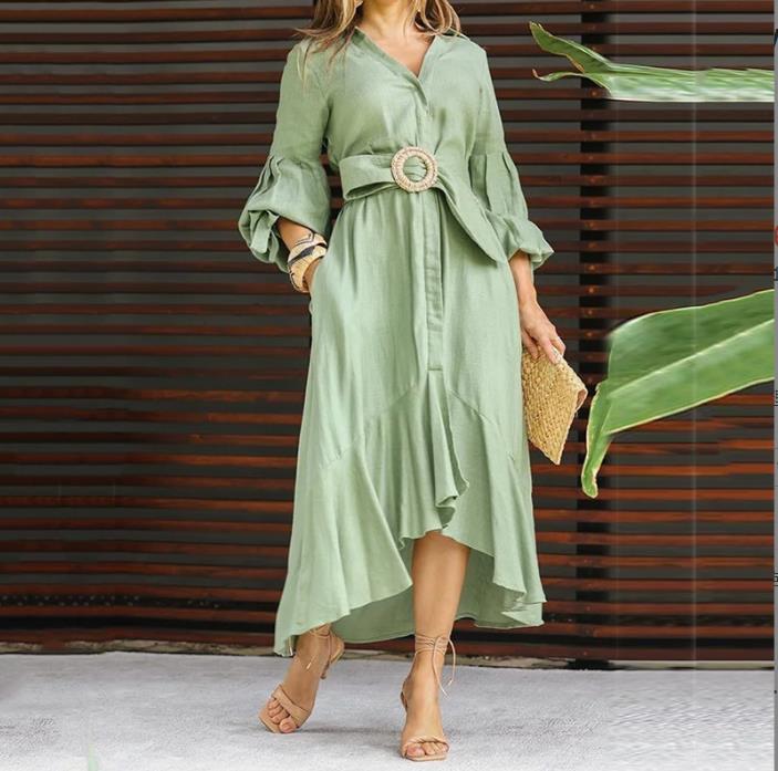 Jiselle | Elegante asymmetrische damesjurk – Casual midi-jurk voor lente en zomer