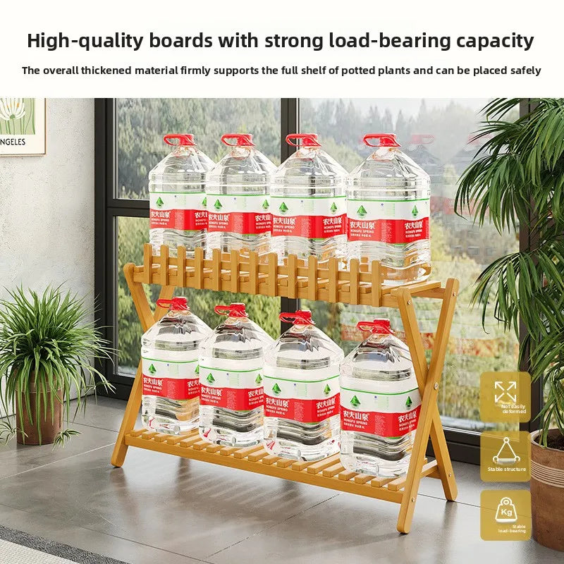 EcoTrellis | Bamboo VerdeShelf plantenstandaard met twee niveaus en latwerk