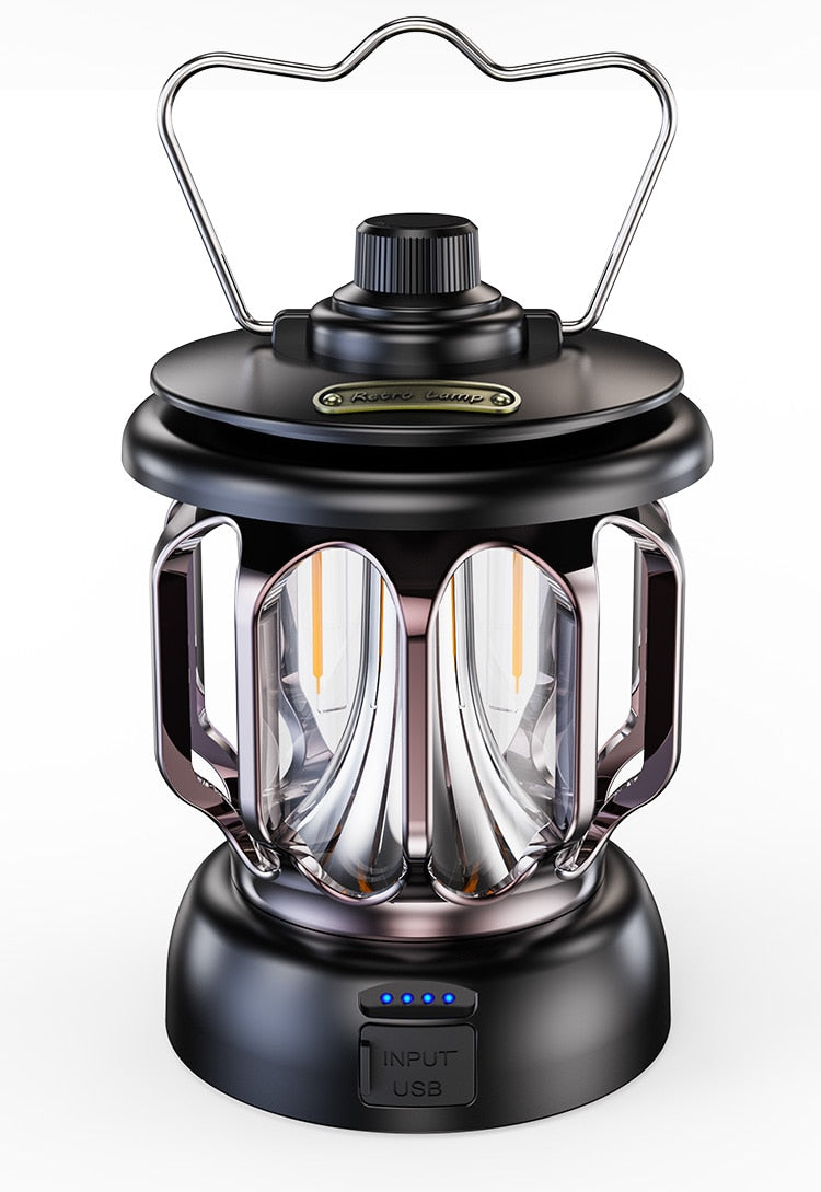 GlowBank | Retro LED Campinglamp Powerbank – Oplaadbare Draagbare Lantaarn