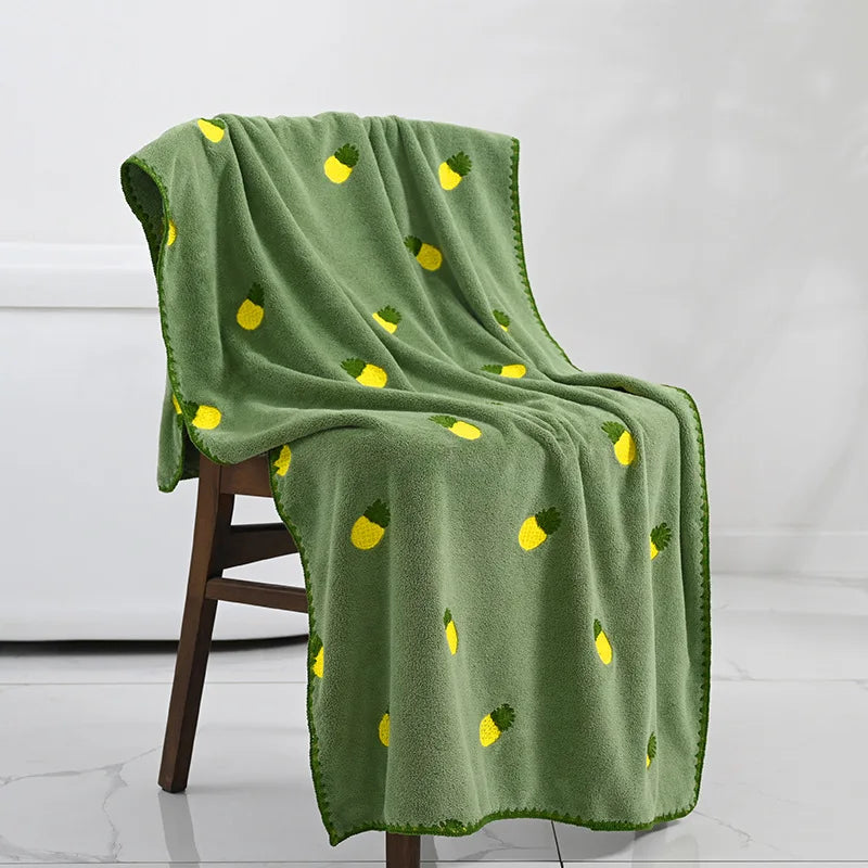 TropiTowel | Kleurrijke geborduurde katoenen handdoek - fruitmotief, zacht, absorberend, decoratieve handdoek