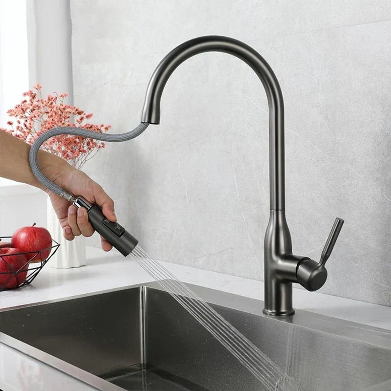 AquaStretch | Strakke uittrekbare keukenkraan met intrekbare handdouche – dubbele straal en flexibel ontwerp