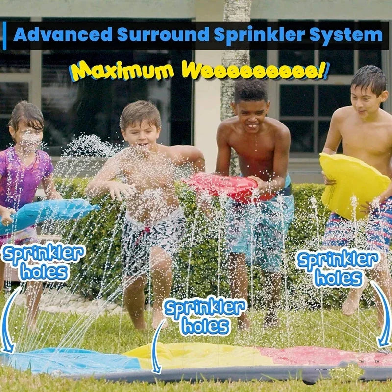 HydroHop | Opblaasbare waterglijbaan voor kinderen - glijbaan met sproeier, buitenspeelgoed voor in de achtertuin
