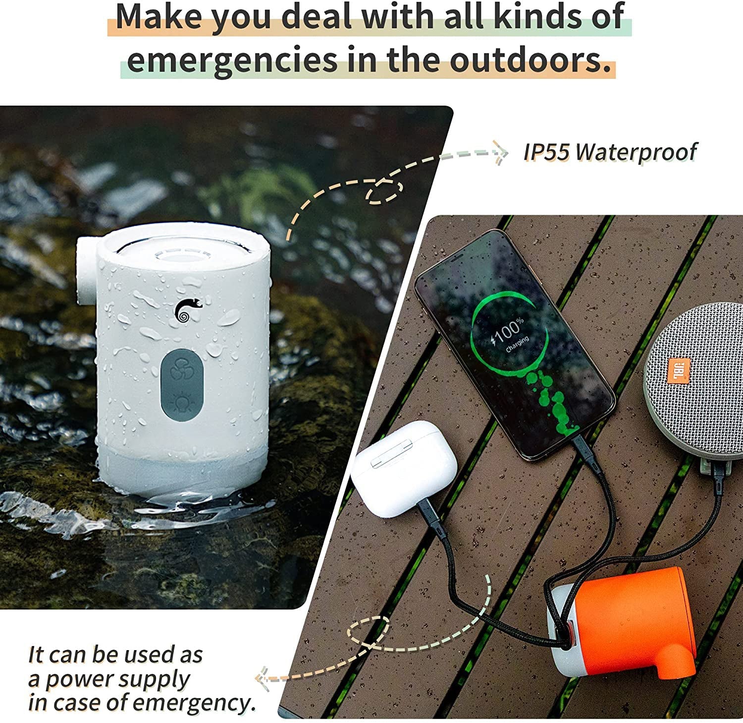 VoltAir | Mini Luchtpomp Power Bank - Draagbare Elektrische Opblazer, Multifunctioneel