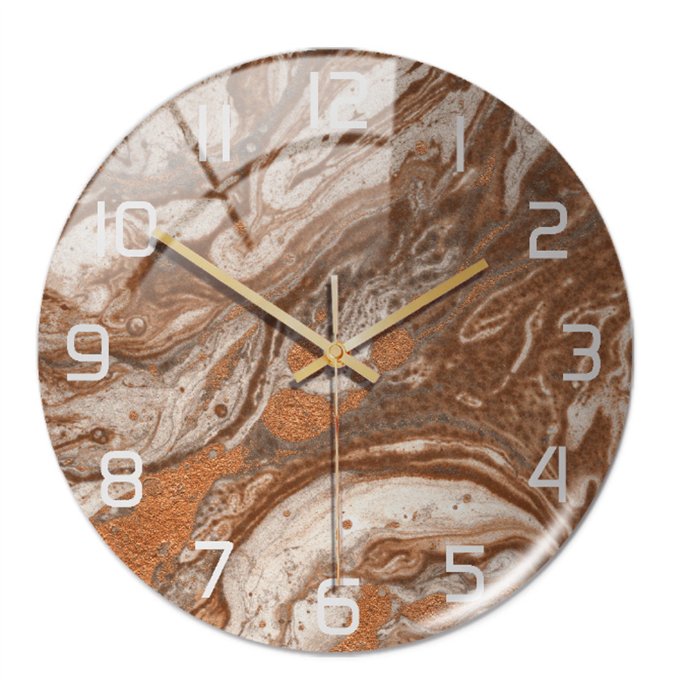 LuxeMarble | Moderne marmeren wandklok – Stille kwartsklok