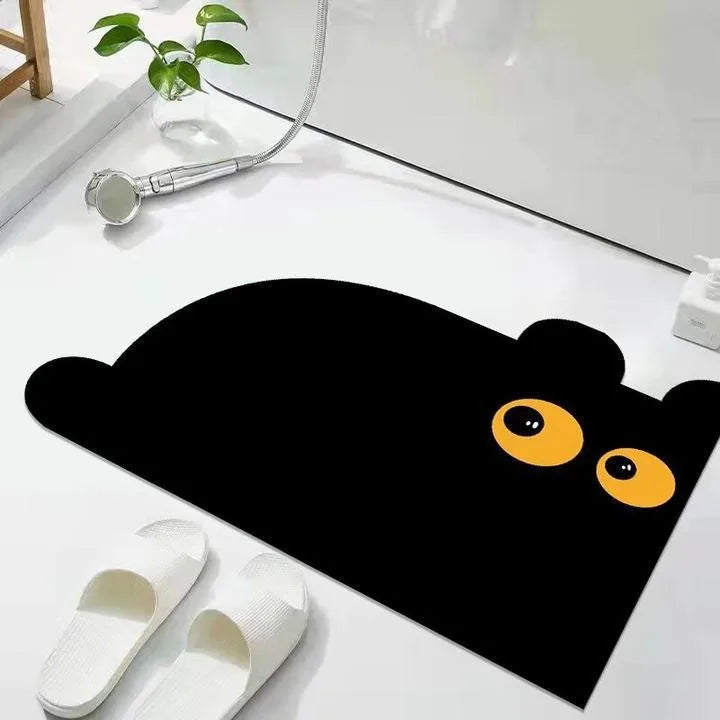PurrMat | Schattige katten badmat met sneldrogende werking – Absorberende microvezel badmat