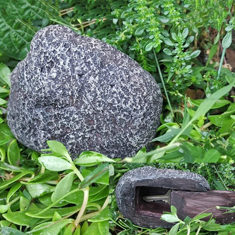 KeyStone | Verborgen stenen ontwerp veiligheidssleutelkastje voor tuin - Outdoor Rock vormige kist voor sleutels, tuin en erf