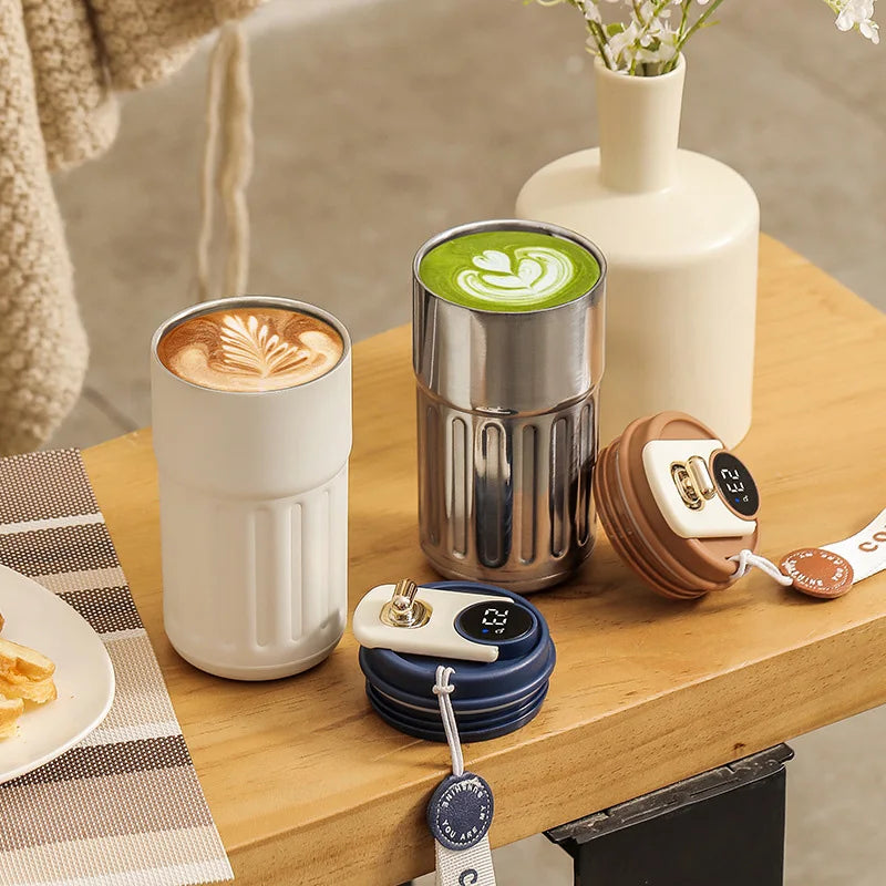 SmartSip | Digitale LED thermosfles - roestvrijstalen koffiemok met temperatuurregeling voor warme en koude dranken