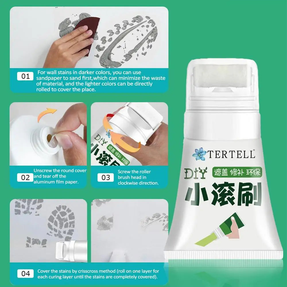 TouchUp | Witte muurreparatieverf - patchpasta & roller voor scheuren en gaten in muren