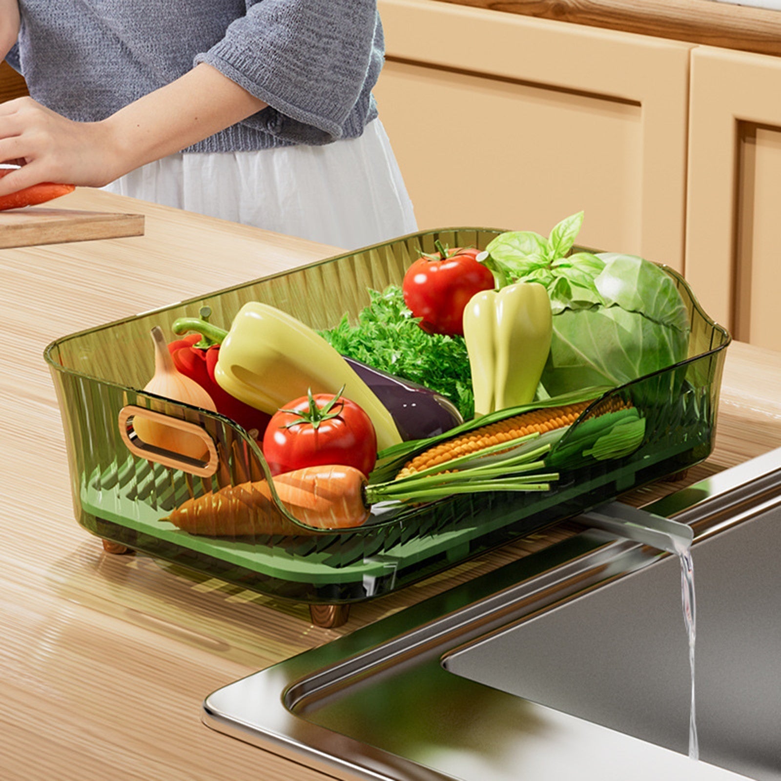 DripNest | Compact Keuken Afdruiprek & Groente Afdruipmand