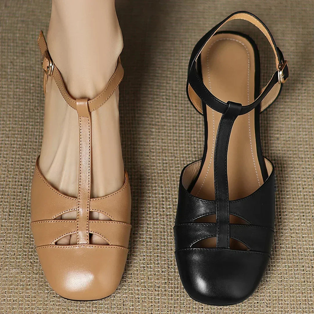 Kyselle | Dames Leren Ballerina’s – Gevlochten Design, Instap Flats, Comfortabel & Stijlvol