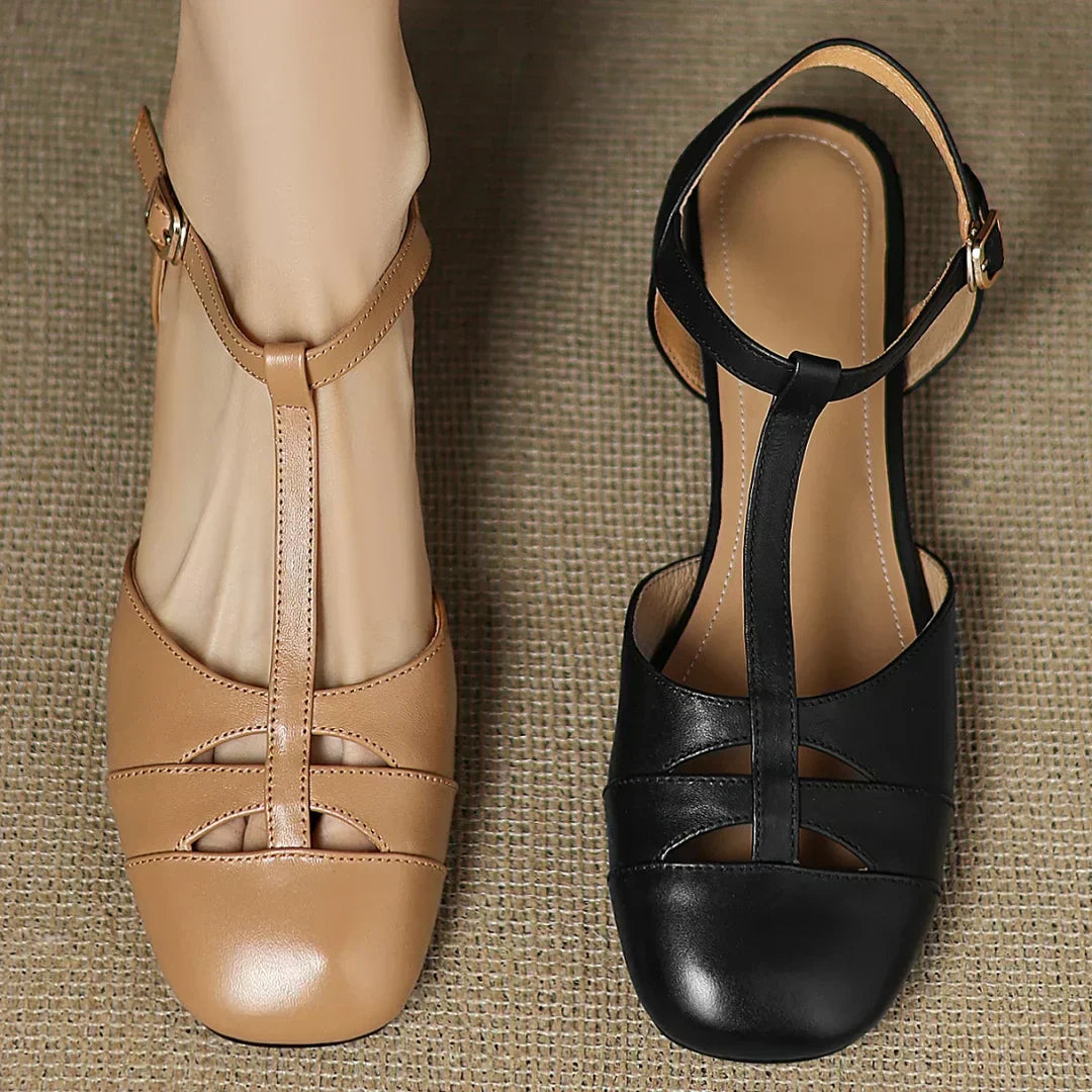 Kyselle | Dames Leren Ballerina’s – Gevlochten Design, Instap Flats, Comfortabel & Stijlvol