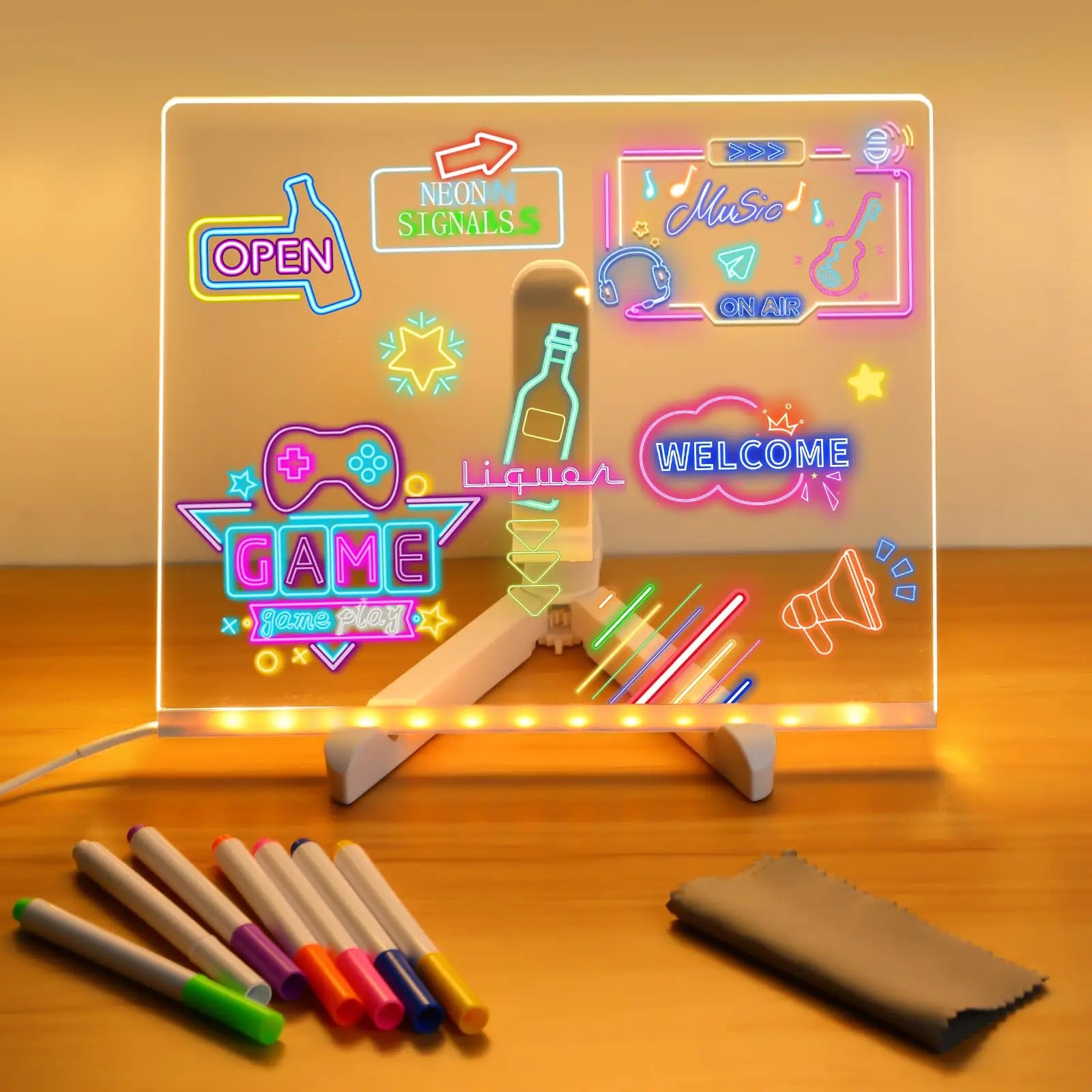 GlowSketch | Neon Schetsbord – LED Tekentablet, Glow Art Board voor Kinderen & Volwassenen