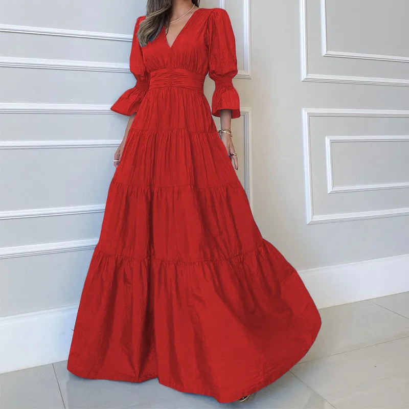 Zinnia | Gedrapeerde maxi-jurk voor dames – Elegante, lange, soepel vallende casual jurk