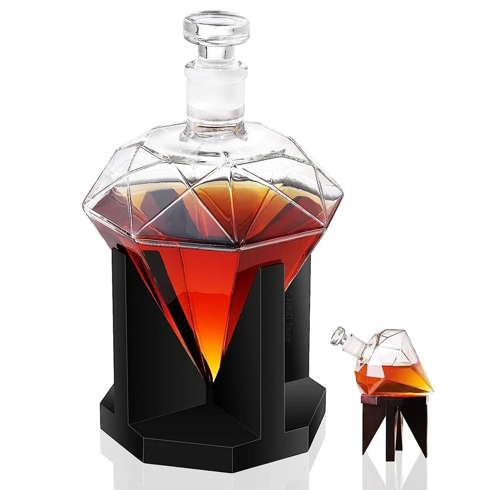 CrystalDrop | Whiskey karaf - Diamant - 1000ml Inhoud met Houten Houder