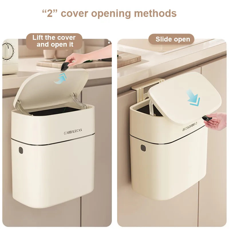 SlimBin | Op te hangen ruimtebesparende mini-afvalbak – 10 liter keuken, badkamer, kantoorafvalbak
