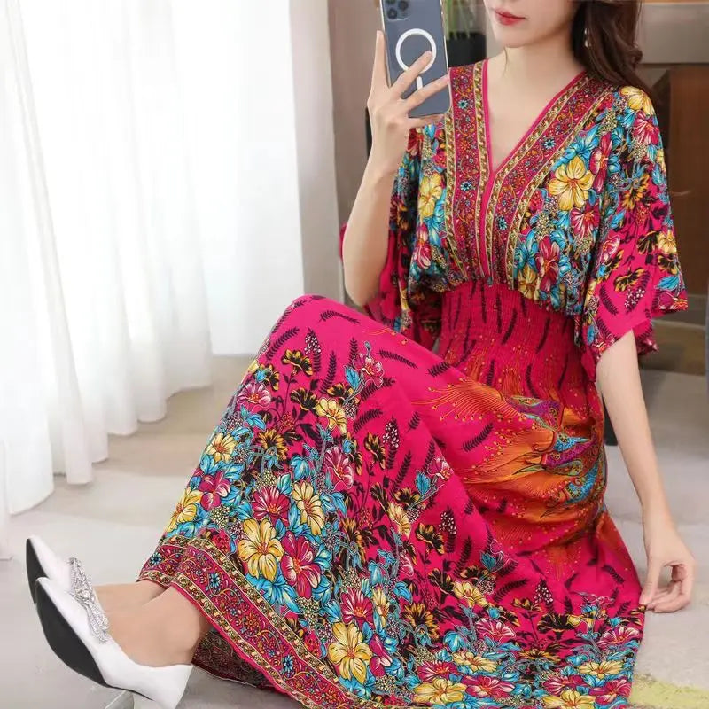 Morya | Boho-lange jurk voor dames – Casual maxi-zomerjurk met print
