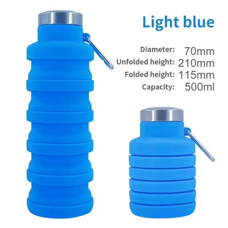 FoldaBottle | Opvouwbare Waterfles 500 ml – Reis- en Sportschool Fles van Opvouwbaar Siliconenmateriaal