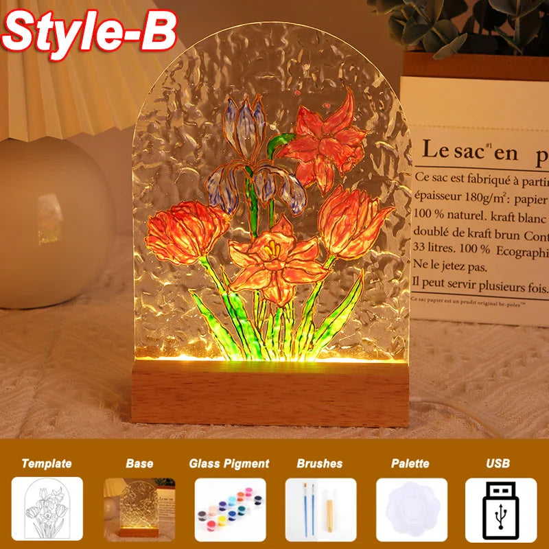 PaintLume | DIY acrylglas Schilderen Nacht Licht Set - Creatieve Kunst Ambacht met LED-licht