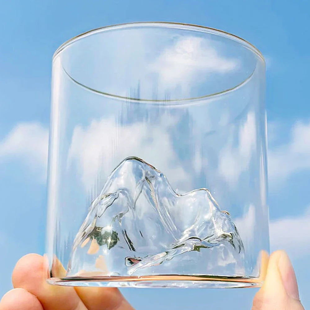 BourPeak | 3D berg whiskeyglas - Unieke bourbon beker voor likeur, Scotch, Old Fashioned