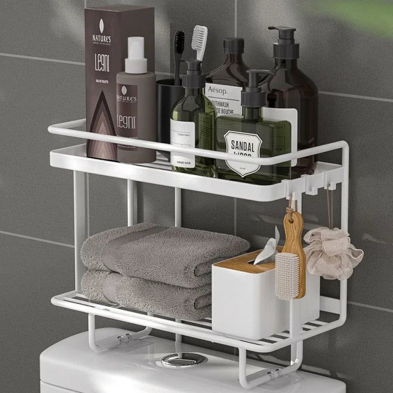 LooLoft | Badkamerplank boven toilet, ruimtebesparende toiletorganizer, duurzaam smeedijzer