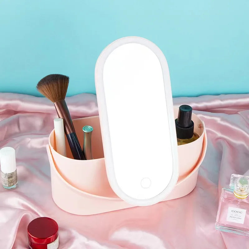 DazzleVault | Draagbare Make-up Opbergkoffer met LED Verlichte Spiegel - Vanity Organizer