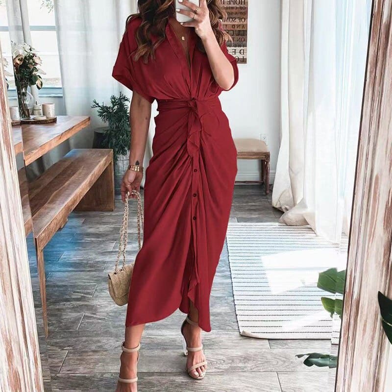 Haliara |Dames Luxe Maxi Wikkeljurk – Elegante Zwierige Wikkeljurk