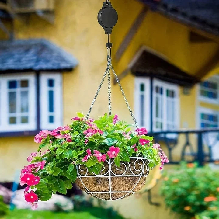 VinePull | Intrekbare plantenhanger - Verstelbare haak voor het ophangen van manden, plafondkatrol voor de tuin