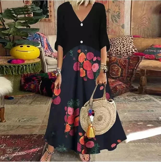 Rovia | Zomerse maxi-jurk voor dames – Elegante, casual lange jurk met print