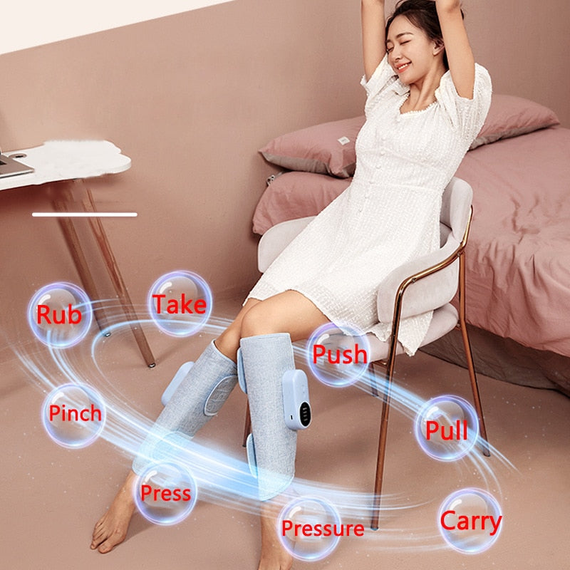 RelaxPod | Draagbare draadloze luchtcompressie-beenmassageapparaat – Trillingsbehandeling voor kuiten