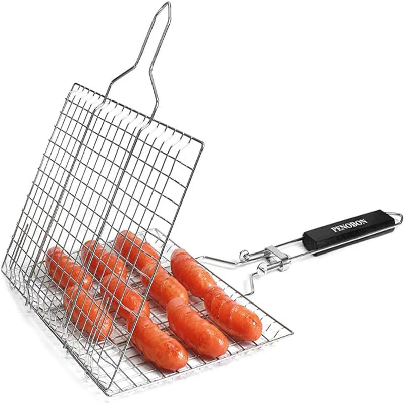 BBQube | Grillmand met handvat - Draagbaar grillgereedschap voor vis, groenten en garnalen