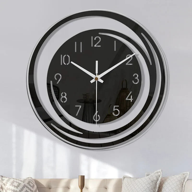 NoirTime | Zwarte acryl wandklok - Modern Scandinavisch ontwerp, minimalistische woondecoratie
