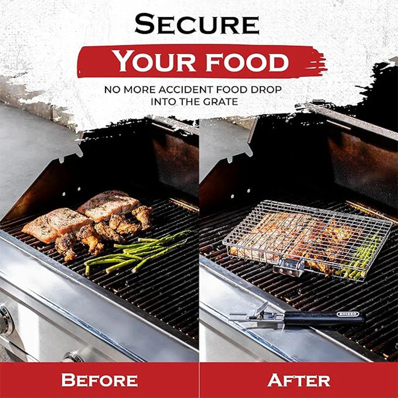 BBQube | Grillmand met handvat - Draagbaar grillgereedschap voor vis, groenten en garnalen