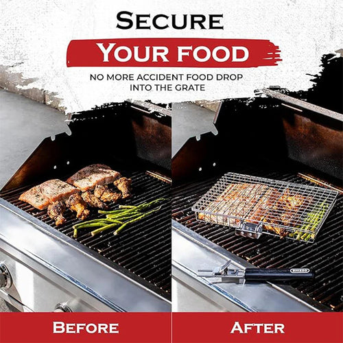 BBQube | Grillmand met handvat - Draagbaar grillgereedschap voor vis, groenten en garnalen