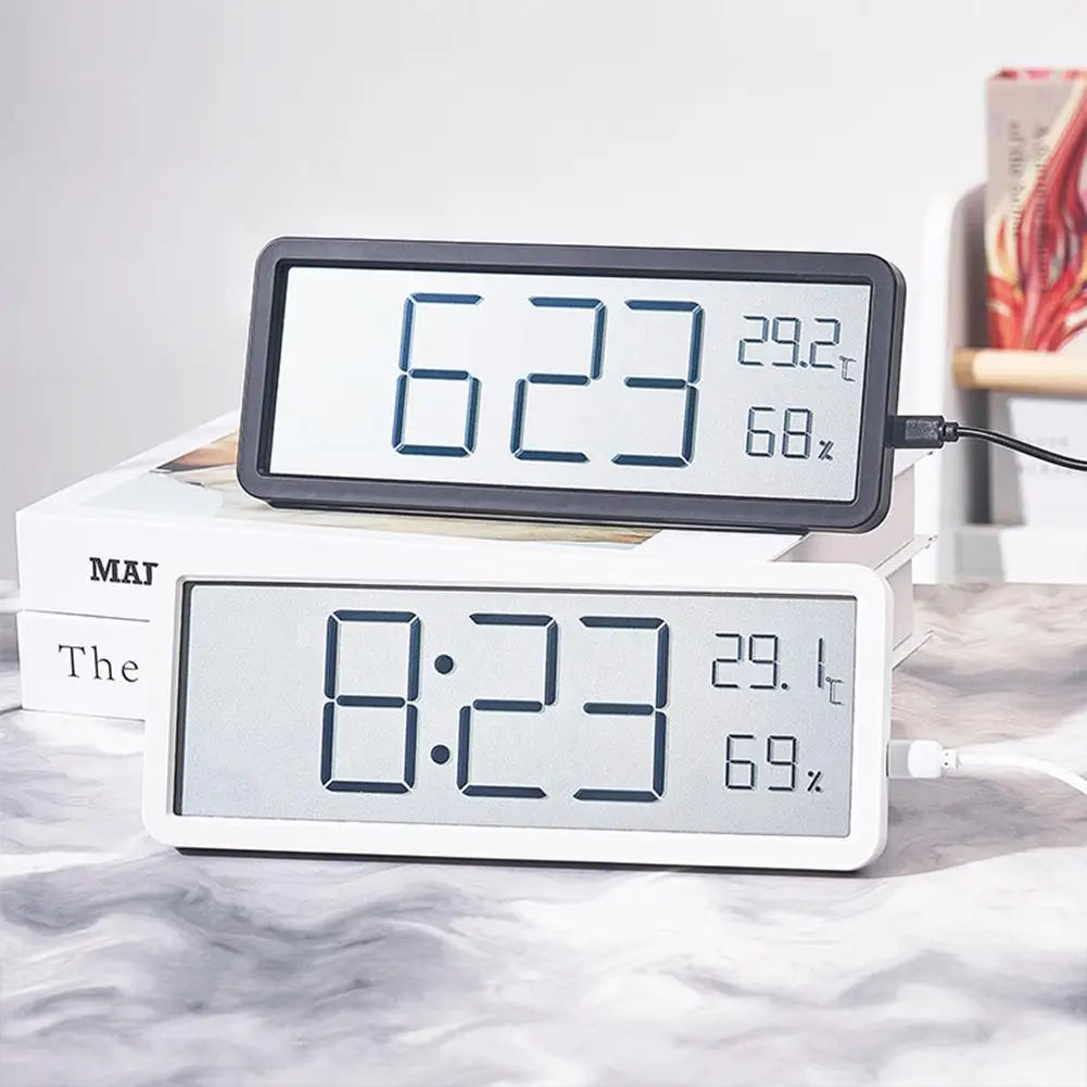 TimeVibe | Large Digital Wall Clock with LED Display, Temperature & Humidity Sensor – Modern Clock
