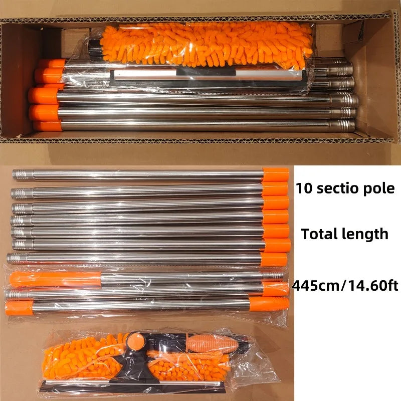 SwiftSqueegee | Ramenreiniger met Trekker – Uittrekbaar tot 445 cm, 2-in-1 Microvezel & Rubberblad