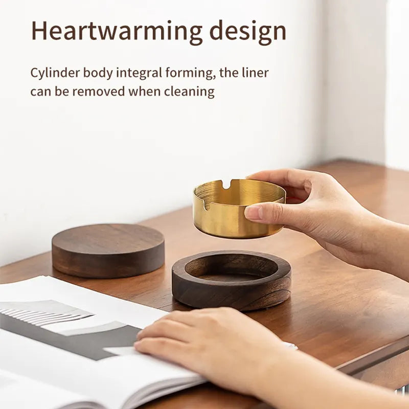 AshGuard | Houten tafelasbak met windbestendig ontwerp – Stijlvol accessoire voor kantoor en huis