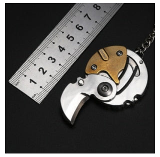 MicroGear | Mini wandel survival sleutelhanger gereedschap - inklapbaar zeskant muntmes, schroevendraaier, Outdoor EDC zakmes