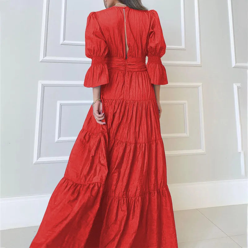Zinnia | Gedrapeerde maxi-jurk voor dames – Elegante, lange, soepel vallende casual jurk