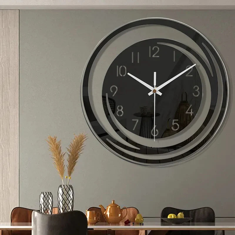 NoirTime | Zwarte acryl wandklok - Modern Scandinavisch ontwerp, minimalistische woondecoratie