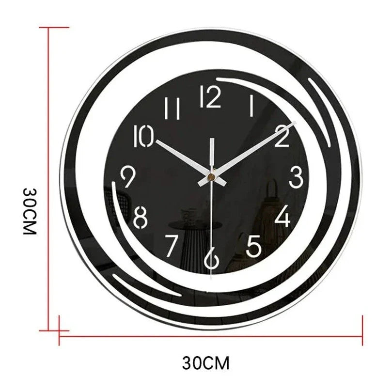 NoirTime | Zwarte acryl wandklok - Modern Scandinavisch ontwerp, minimalistische woondecoratie