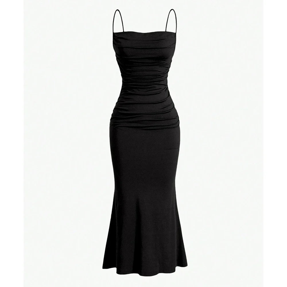 Loressa | Elegante maxi-jurk voor dames – Getailleerde bodycon-feestjurk met ruches