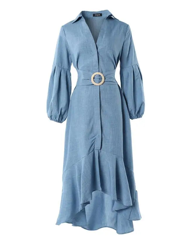Jiselle | Elegante asymmetrische damesjurk – Casual midi-jurk voor lente en zomer