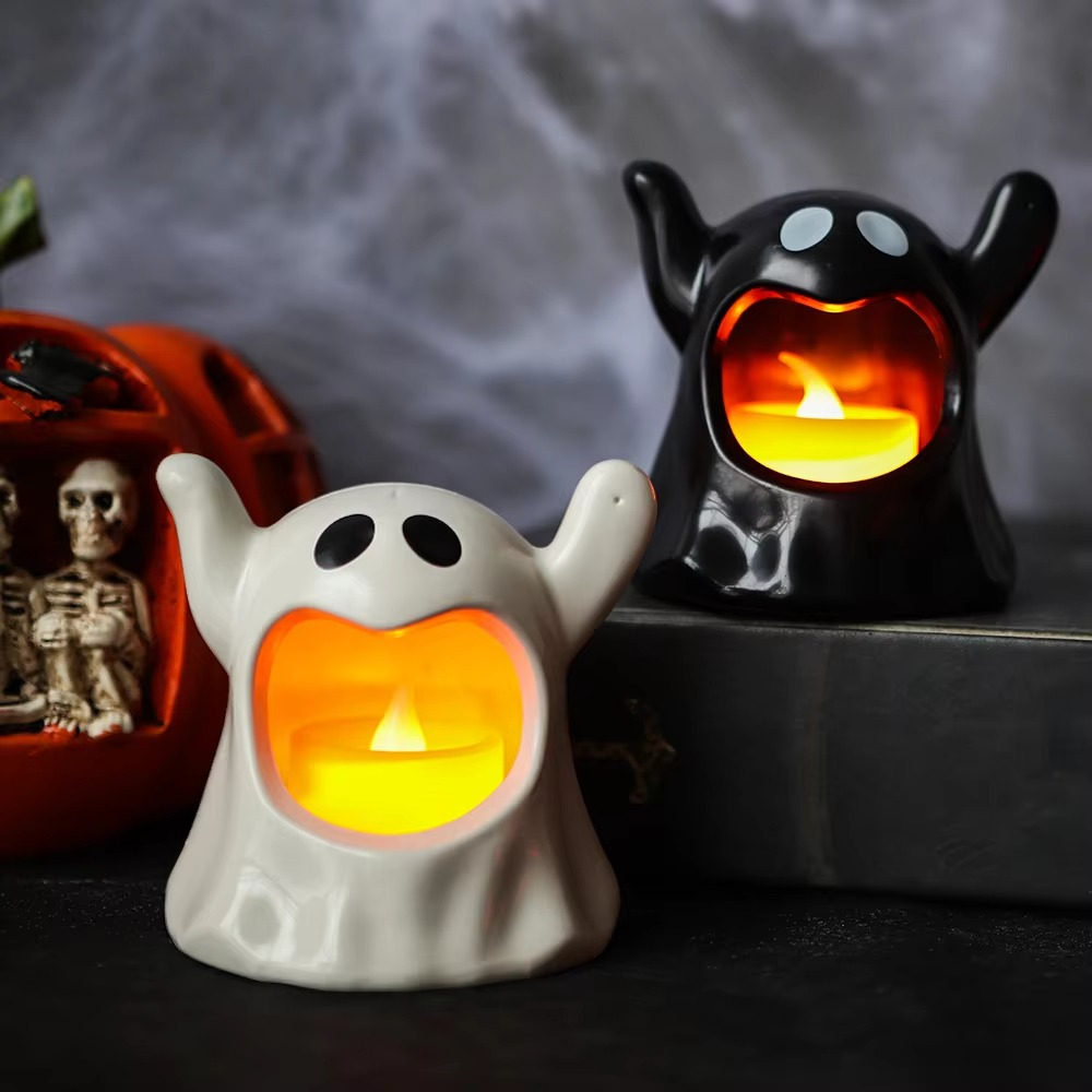 SpookGlow | LED-spooklicht – Halloween-decoratie, zwart-wit, werkt op batterijen
