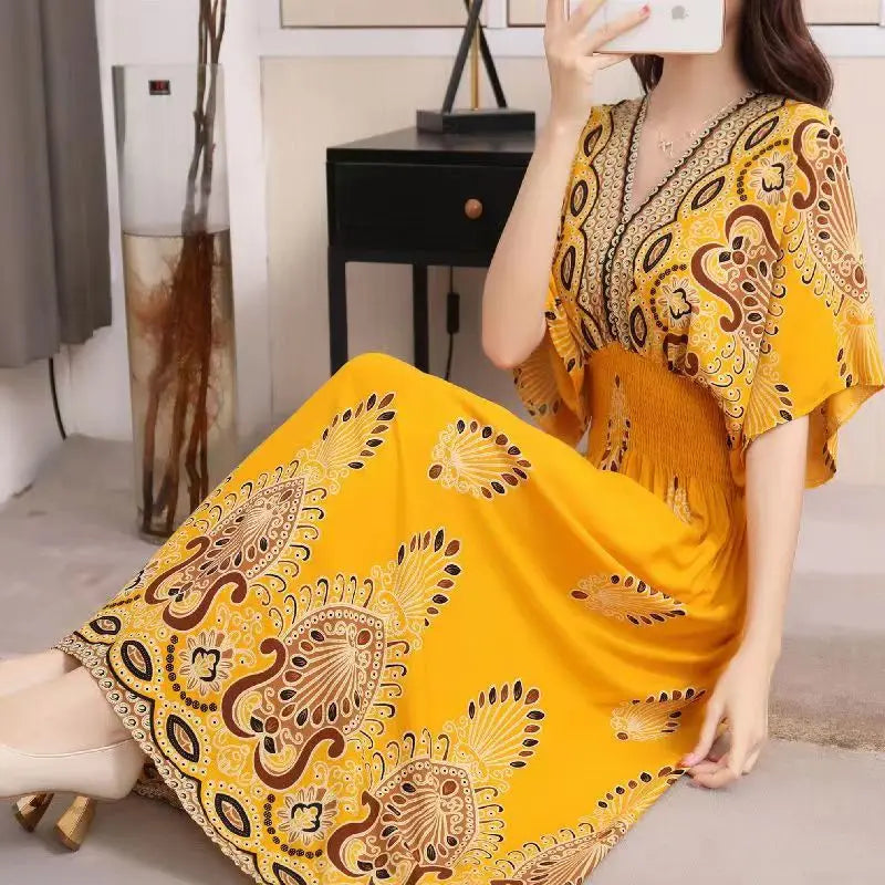Morya | Boho-lange jurk voor dames – Casual maxi-zomerjurk met print