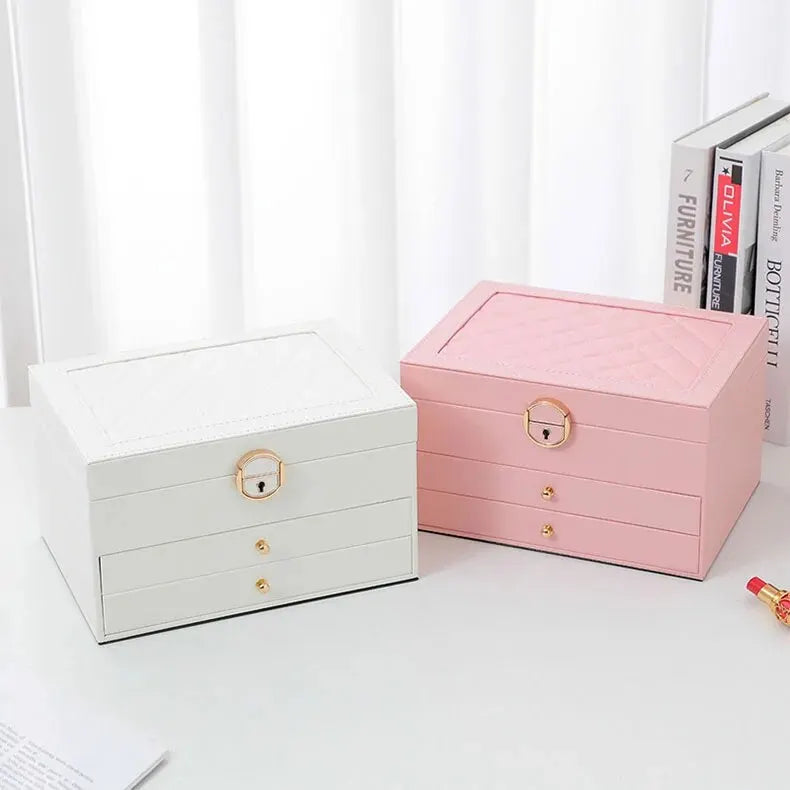 EleganceBox | Sieradendoos van leer met meerdere lagen - Elegante opslag & organisator voor ringen, kettingen, oorbellen