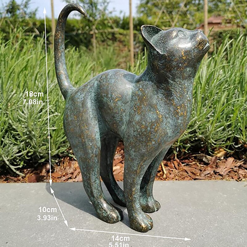 MeowAura | Hars Tuinkat Standbeeld - Weerbestendig Buitenkat Decor Ornament voor Tuin, Patio & Gazon