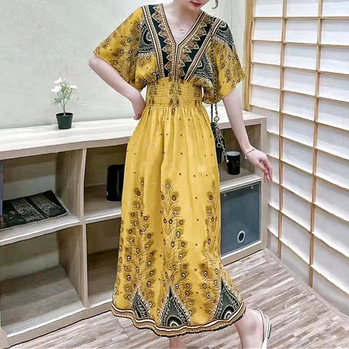 Morya | Boho-lange jurk voor dames – Casual maxi-zomerjurk met print