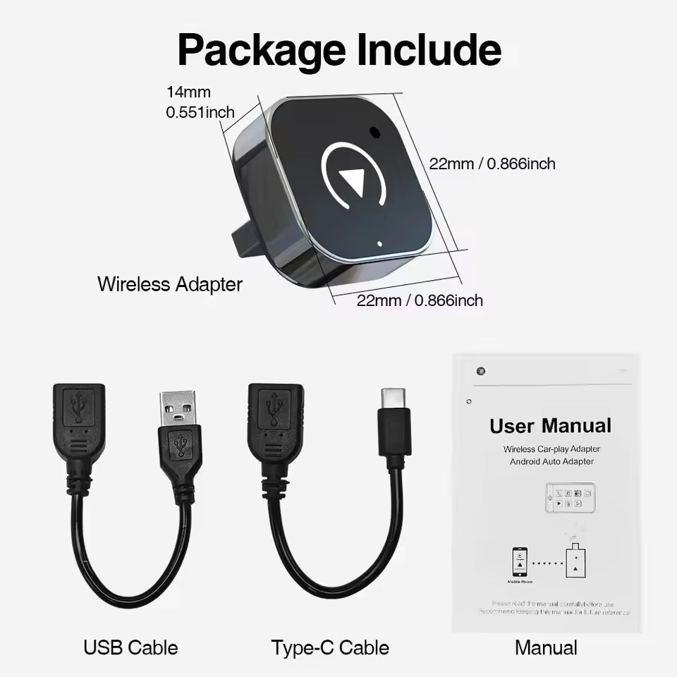 PlayGo | Mini draadloze CarPlay-adapter - Plug & Play, iPhone-compatibel, Bluetooth & USB
